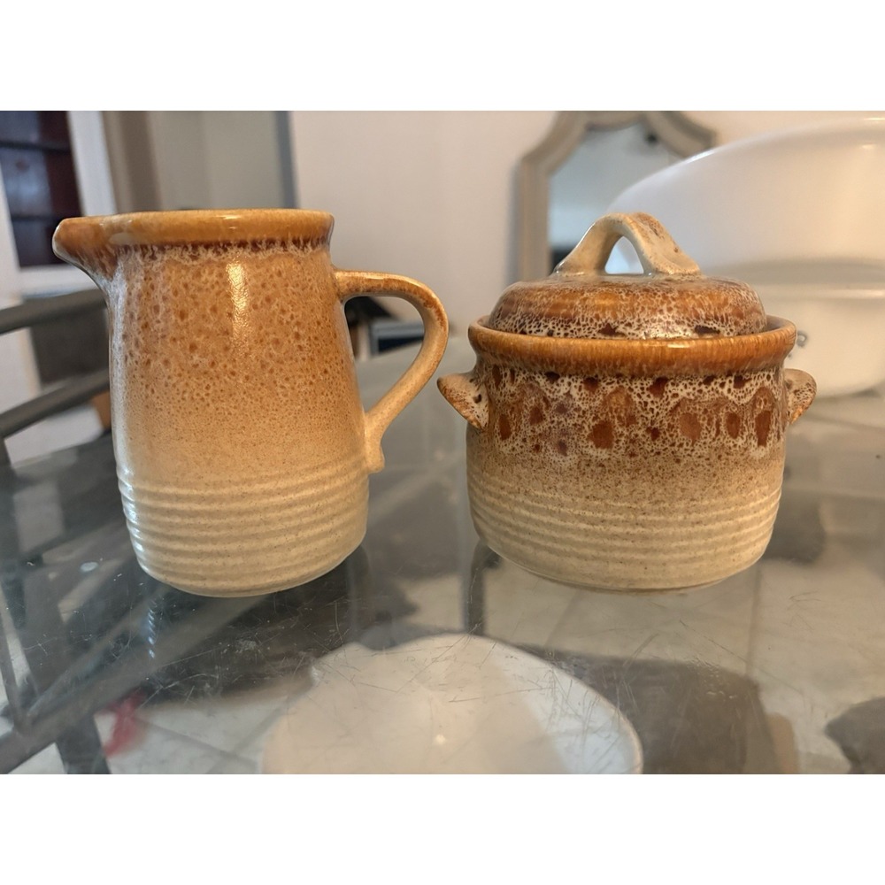 Vintage Mikasa Natures Song Creamer Sugar Bowl Set C1050 Japan Speckled Glaze